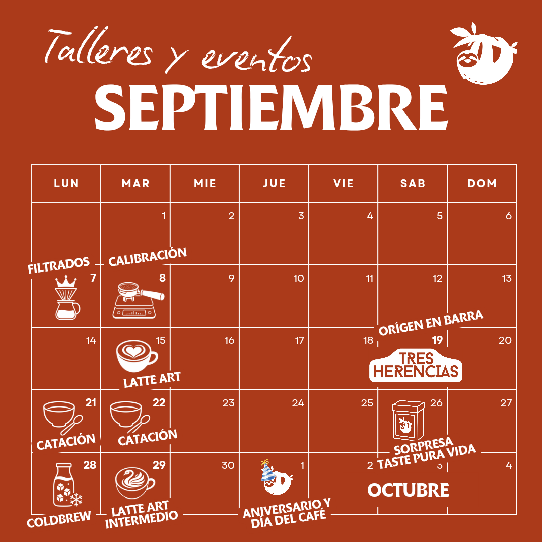 Cronograma de talleres y eventos de Taste Pura Vida para setiembre de 2026